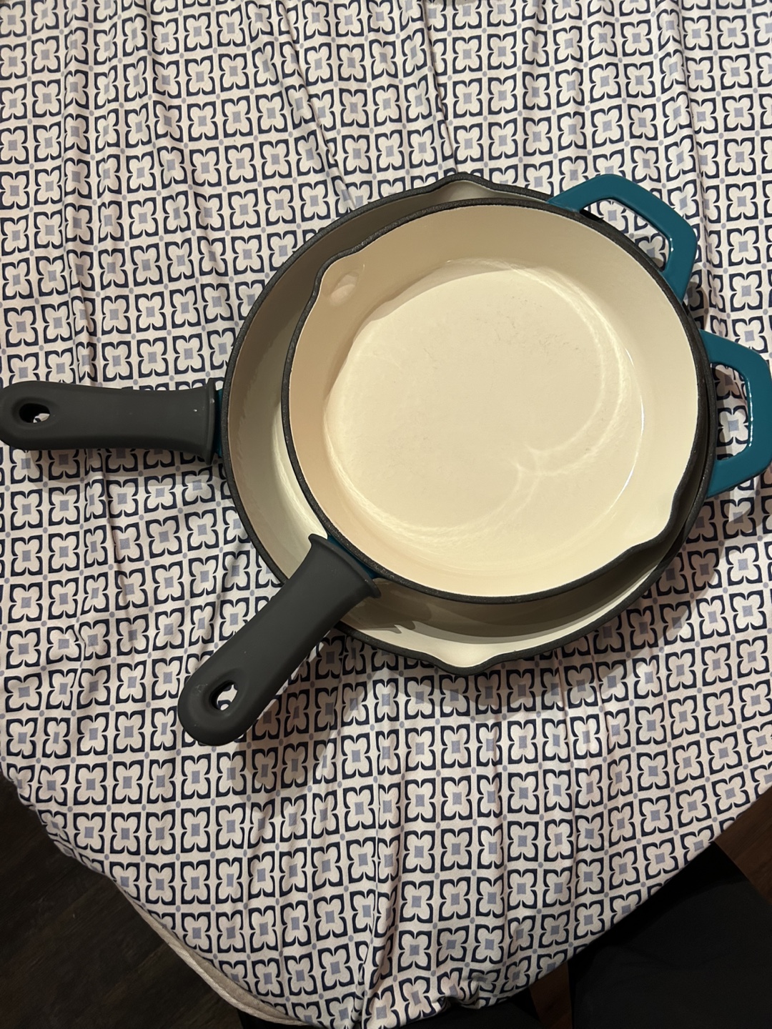 Tramonita Enamel Cast Iron Skillets - Set of Two