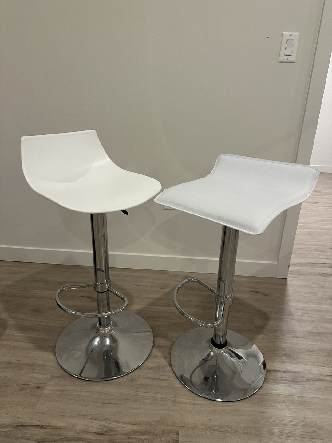 White Adjustable Bar Stools