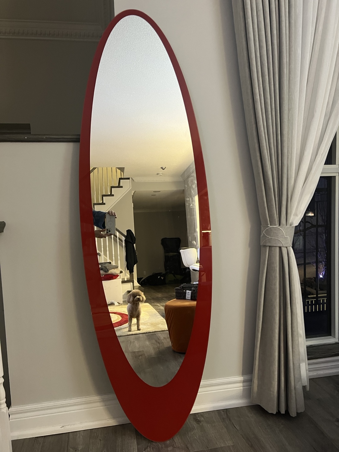 Red Oval Full Length Mirror