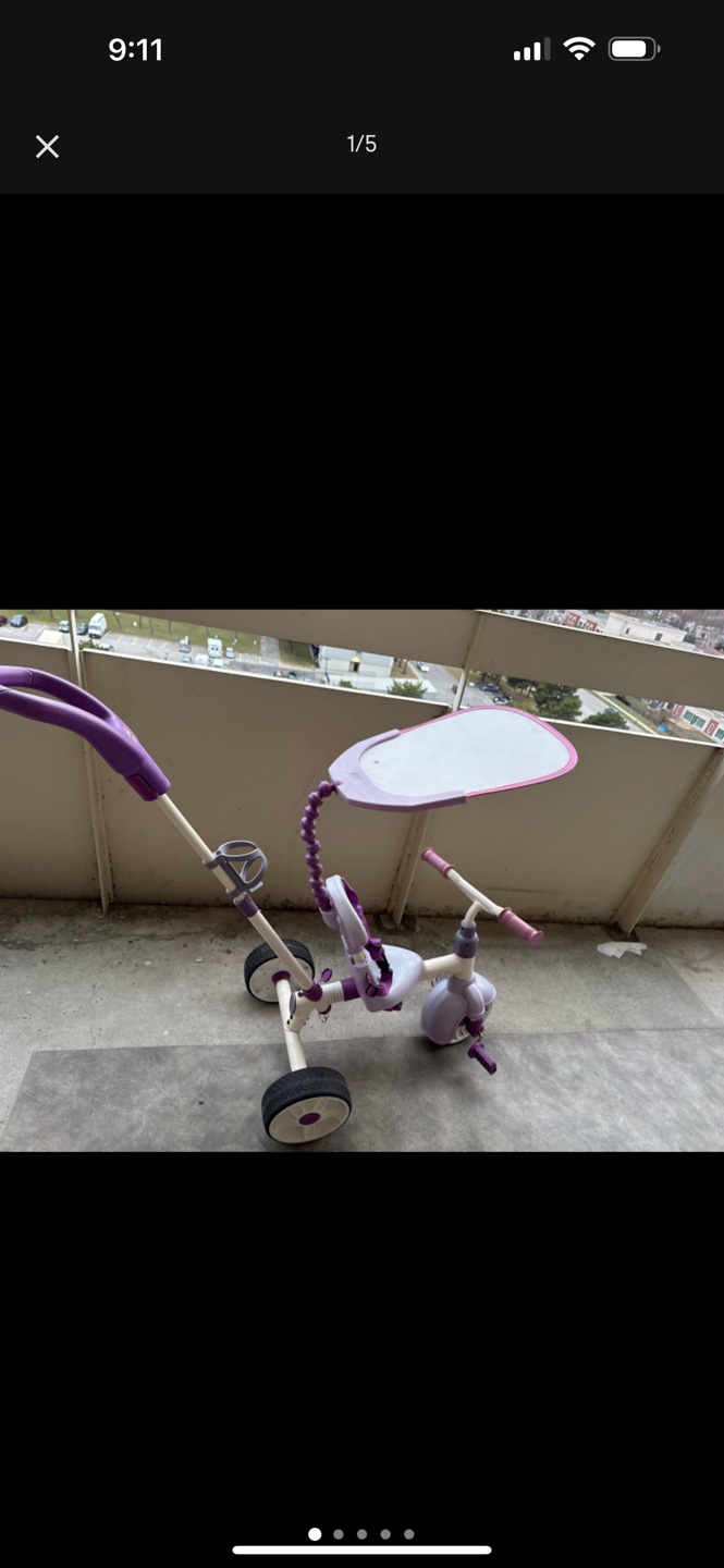 Kids Tricycle with Canopy and Parent Handle - photo 3