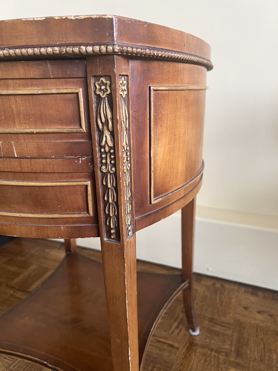 Antique Wooden End Table with Glass Top - photo 5
