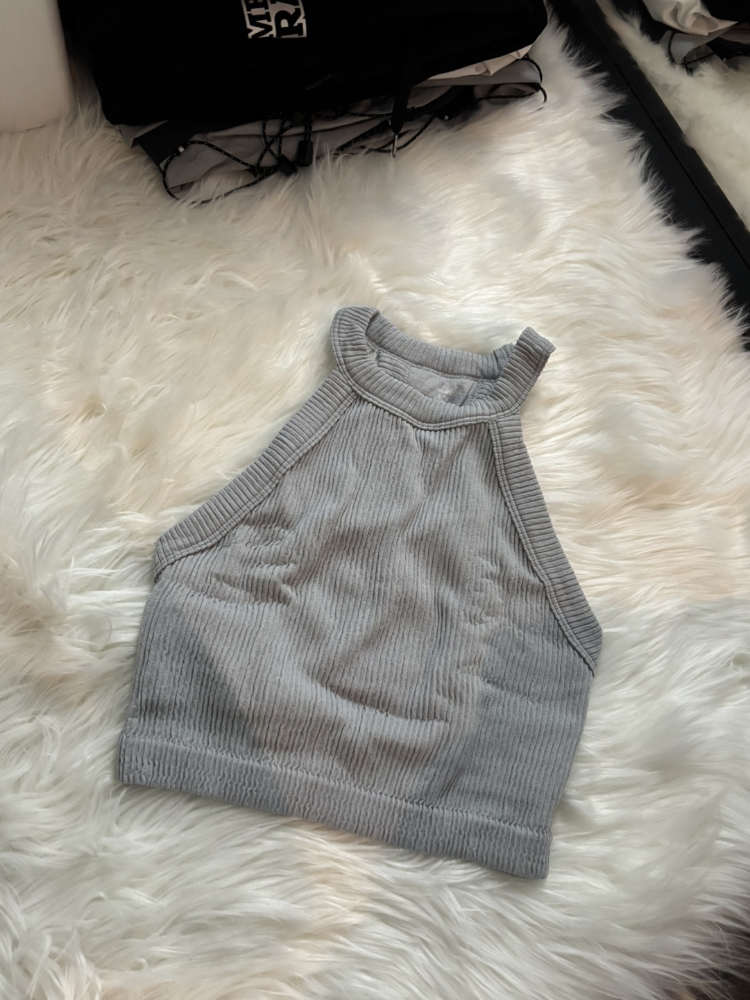 [AERIE] Ribbed Halter Neck Crop Top - Grey - photo 5