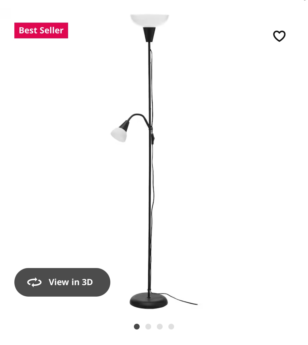 Black Floor Lamp with Reading Light
