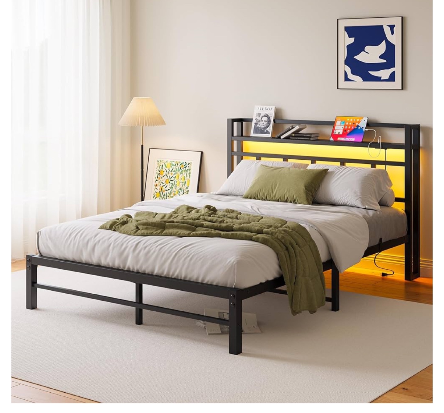 Queen Platform Bed Frame  and USB Charging - photo 3