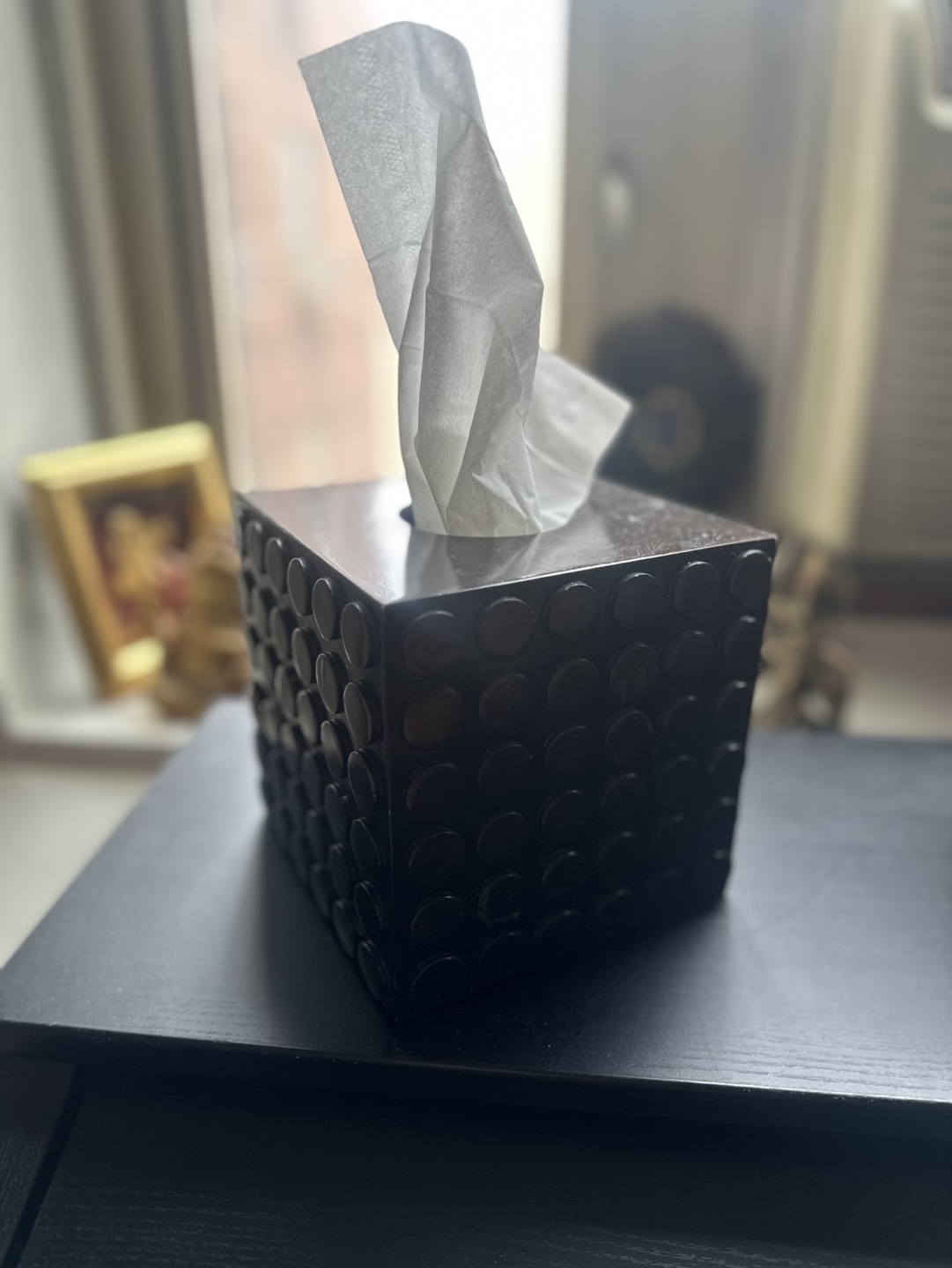 Dark Brown/Black Square Tissue Box Cover - photo 2