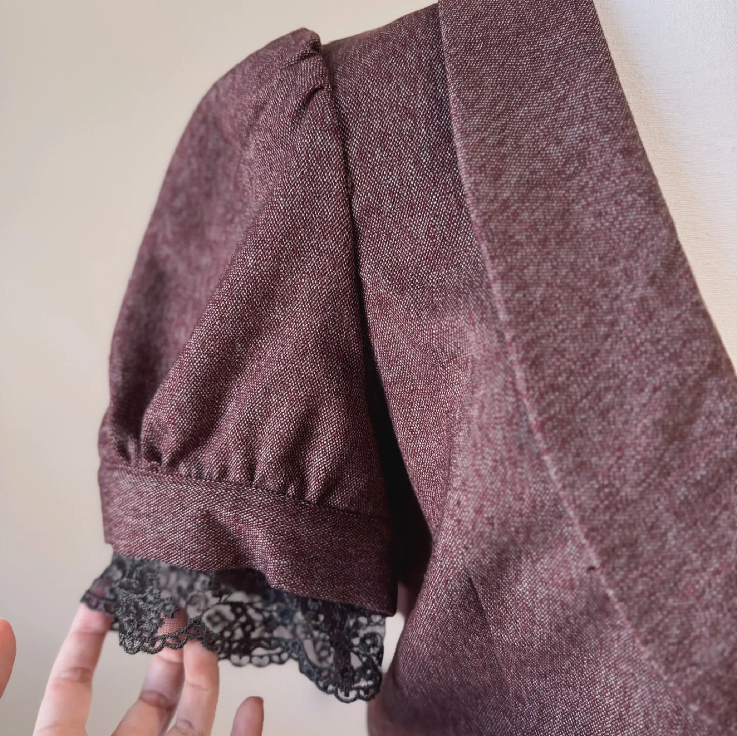 Vintage Rayon Puff Sleeve Lace Trim Blouse Jacket image indicator(6)