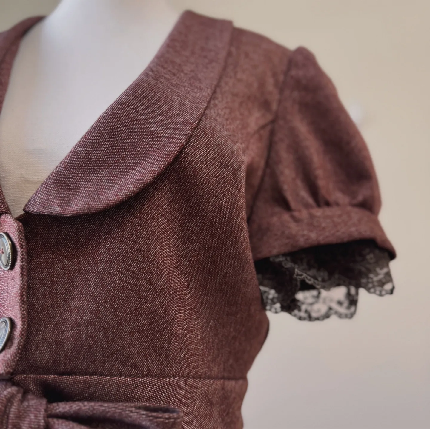 Vintage Rayon Puff Sleeve Lace Trim Blouse Jacket image indicator(4)