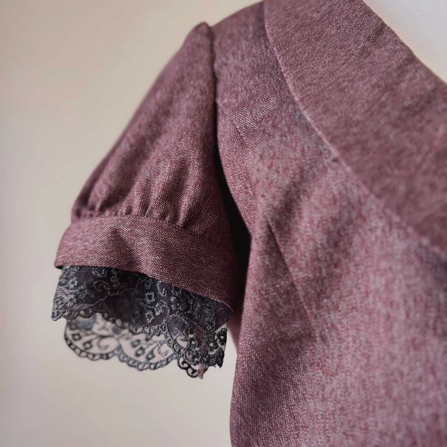 Vintage Rayon Puff Sleeve Lace Trim Blouse Jacket image indicator(2)