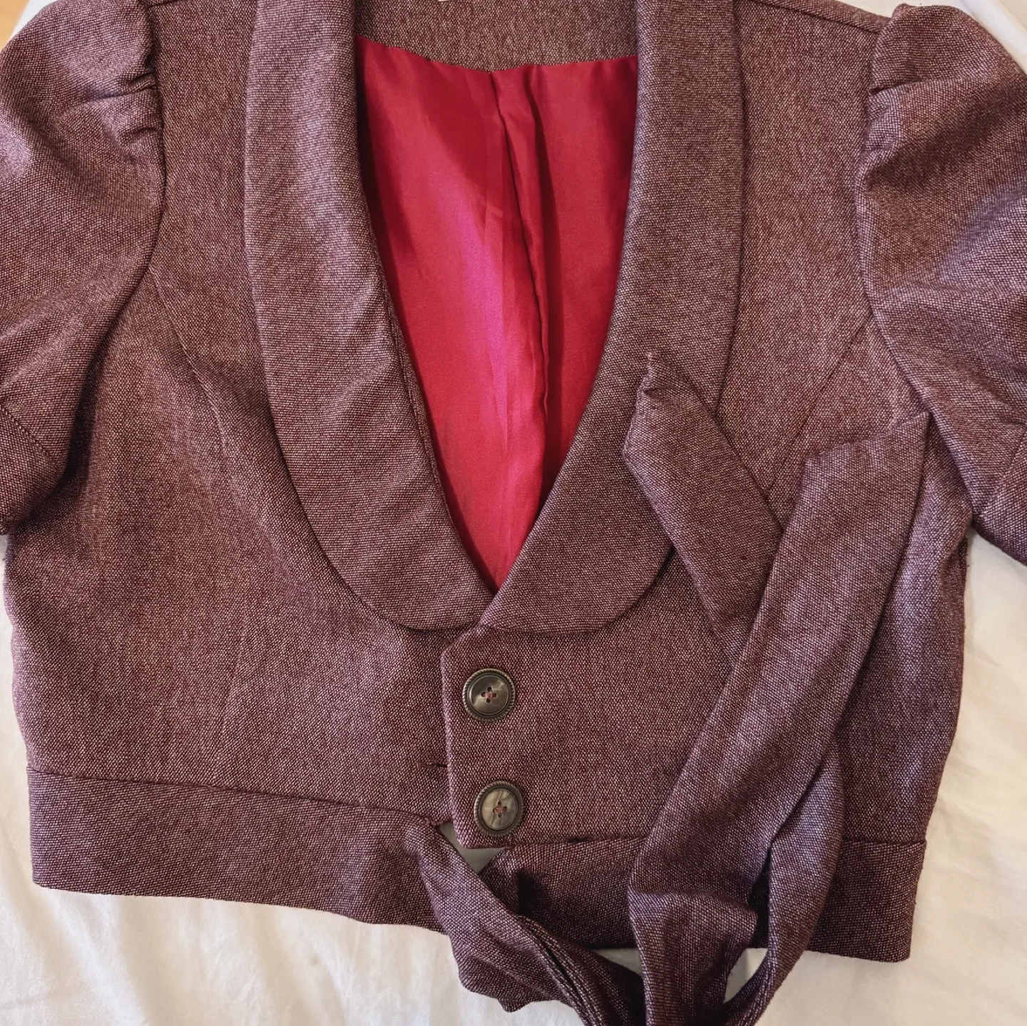 Vintage Rayon Puff Sleeve Lace Trim Blouse Jacket image indicator(10)