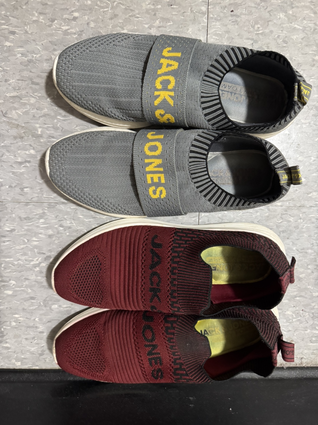 Jack & Jones Men's Slip-On Sneakers - Grey & Burgundy