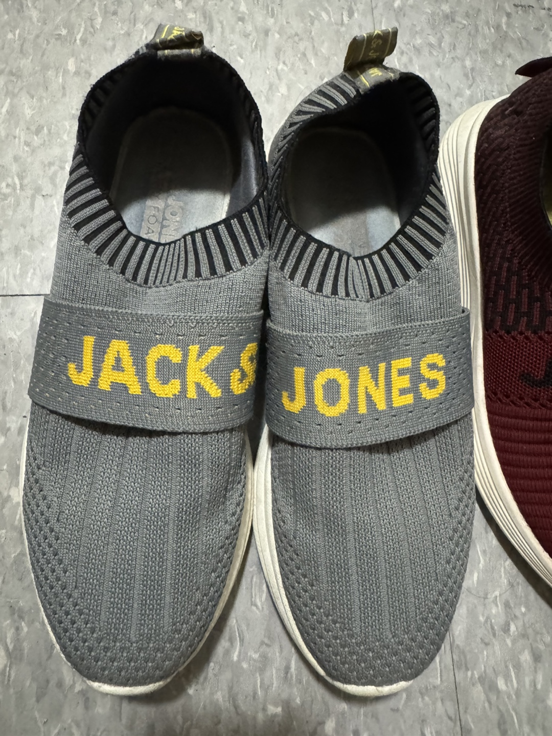 Jack & Jones Men's Slip-On Sneakers - Grey & Burgundy - photo 2