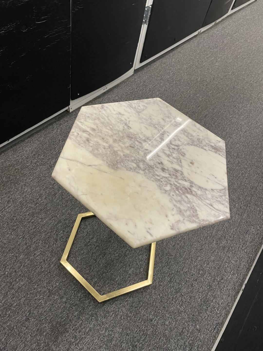 Hexagon Marble Top Side Table with Gold Metal Base - photo 4