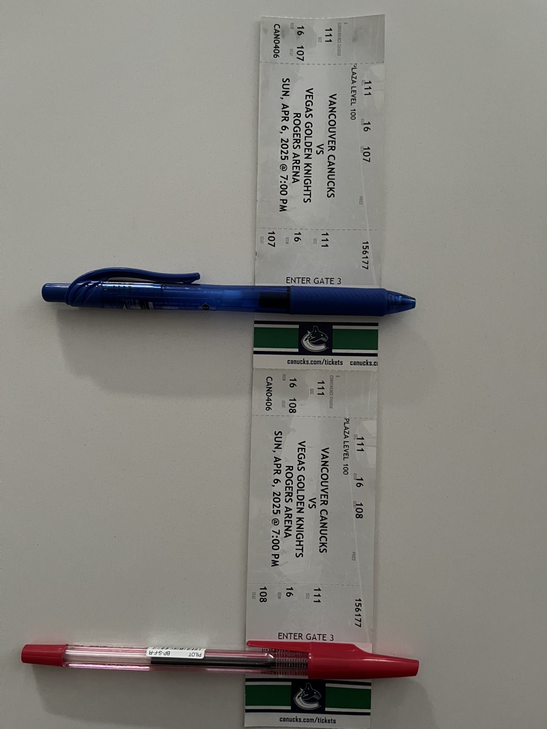 Canucks game tickets x2