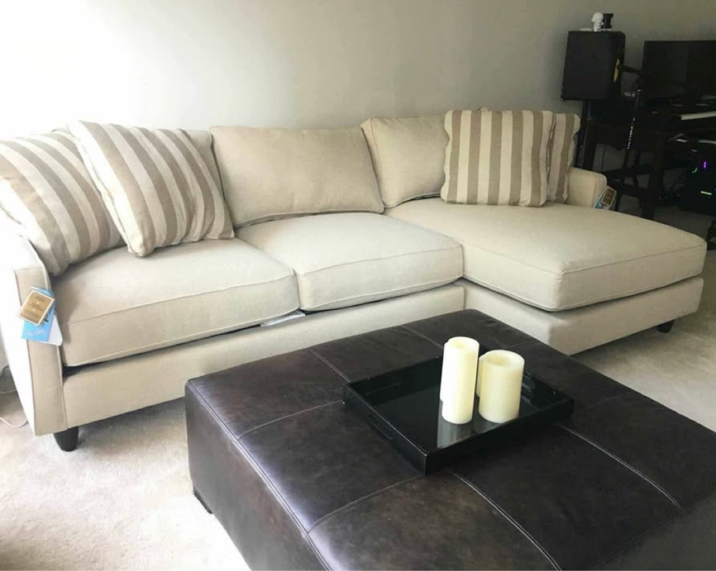 Beige Sectional Sofa with Chaise Lounge 2-Piece