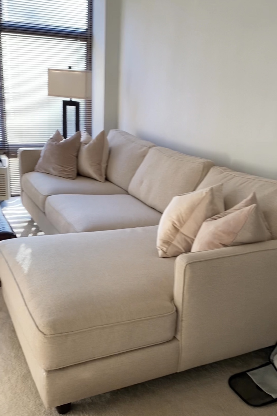 Beige Sectional Sofa with Chaise Lounge 2-Piece - photo 2