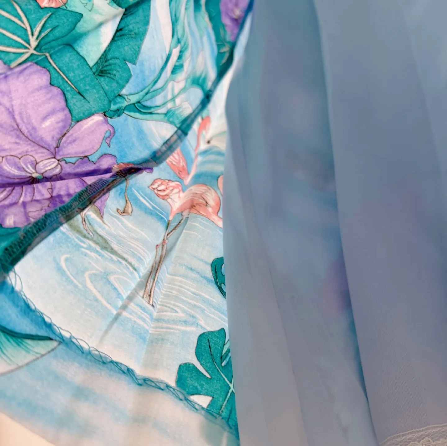 Vintage 100% Rayon Tropical Flamingo Print Skirt image indicator(4)