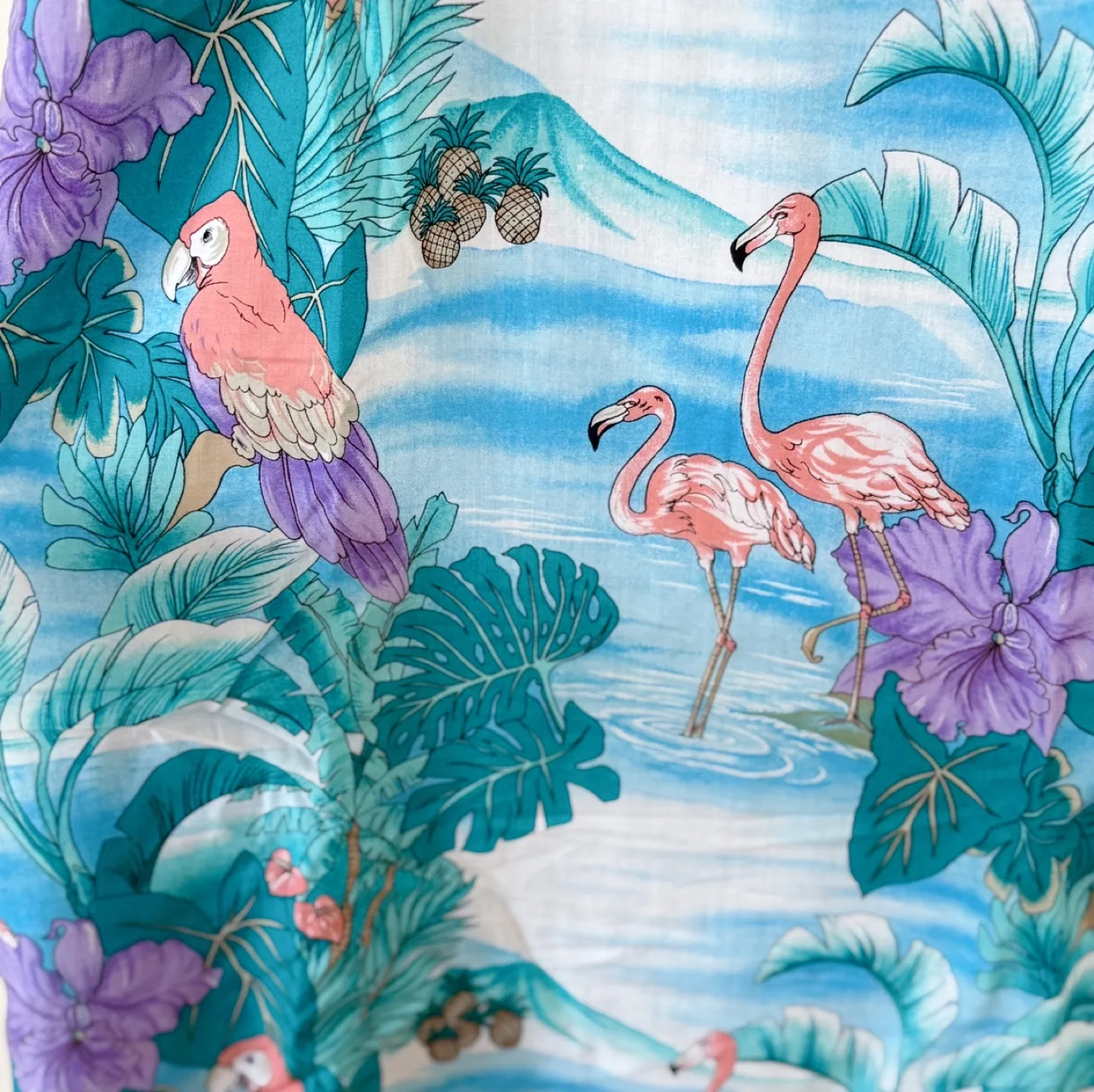 Vintage 100% Rayon Tropical Flamingo Print Skirt image indicator(7)