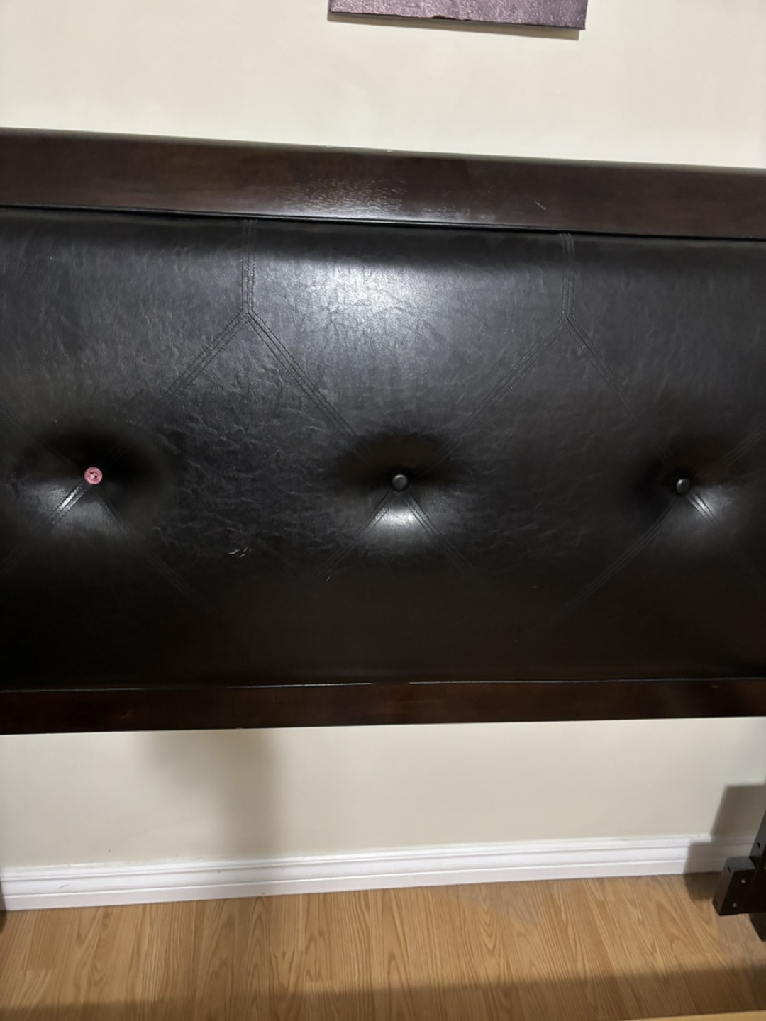 Queen Bed Frame, Dark Brown Faux Leather Headboard - photo 5