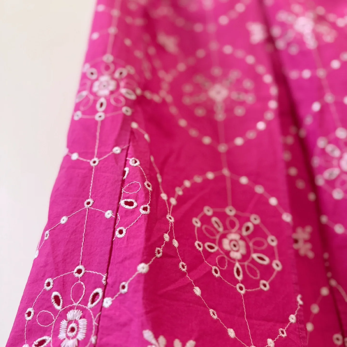 Vintage Pink Embroidered Cotton Maxi Skirt image indicator(3)