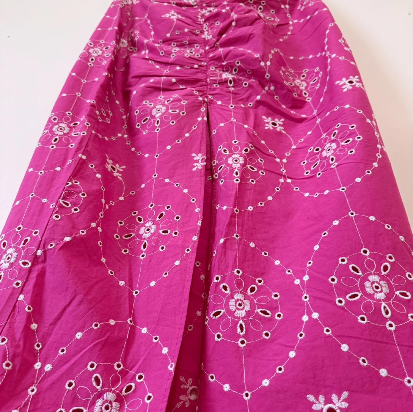Vintage Pink Embroidered Cotton Maxi Skirt image indicator(6)