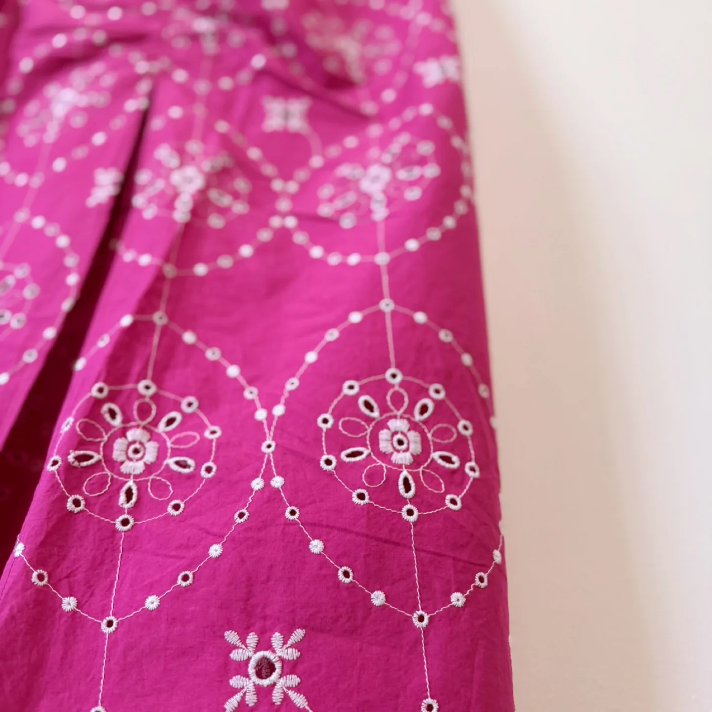 Vintage Pink Embroidered Cotton Maxi Skirt image indicator(4)