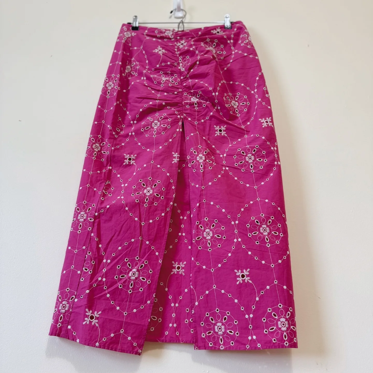 Vintage Pink Embroidered Cotton Maxi Skirt image indicator(2)