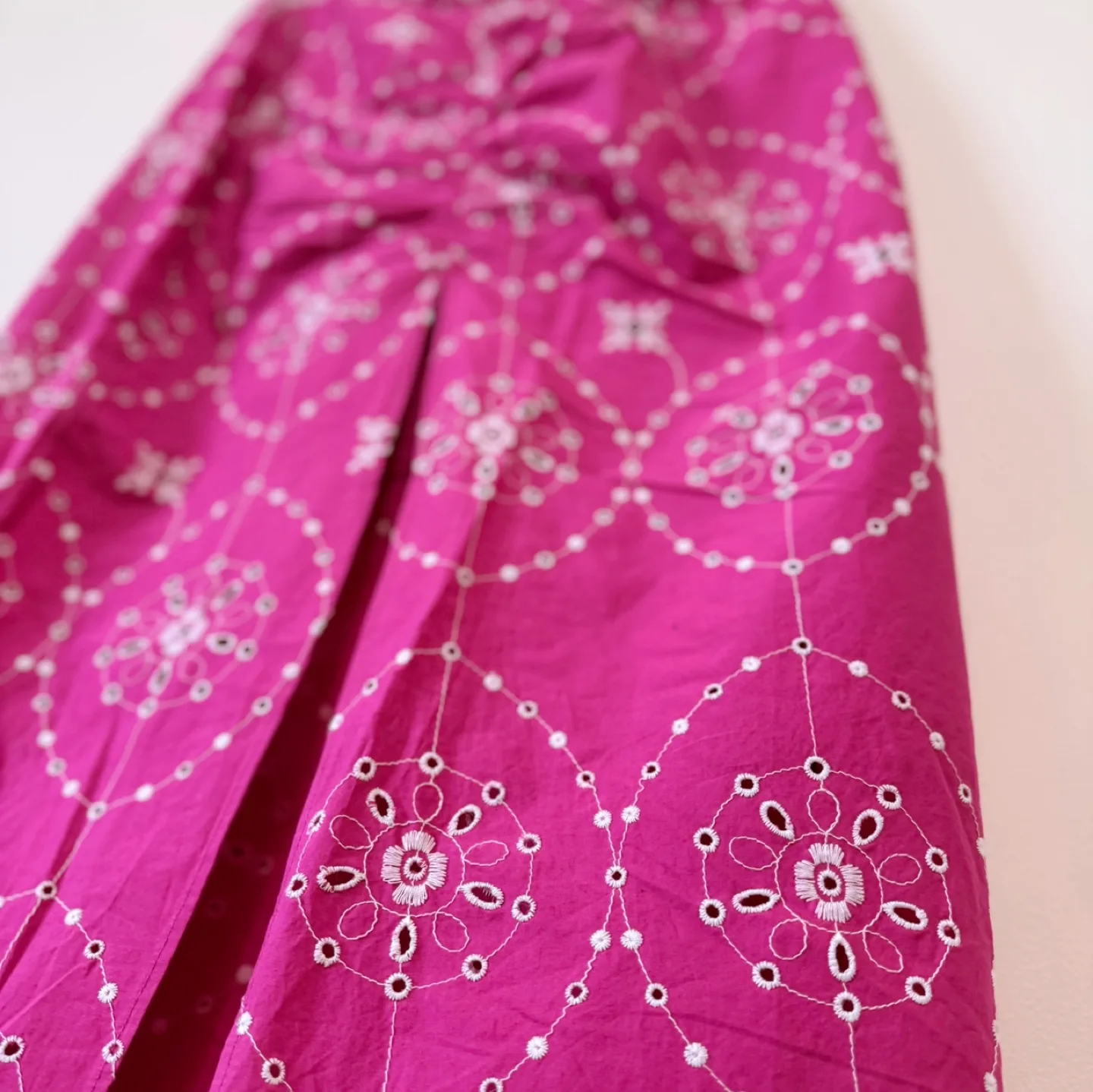 Vintage Pink Embroidered Cotton Maxi Skirt image indicator(5)