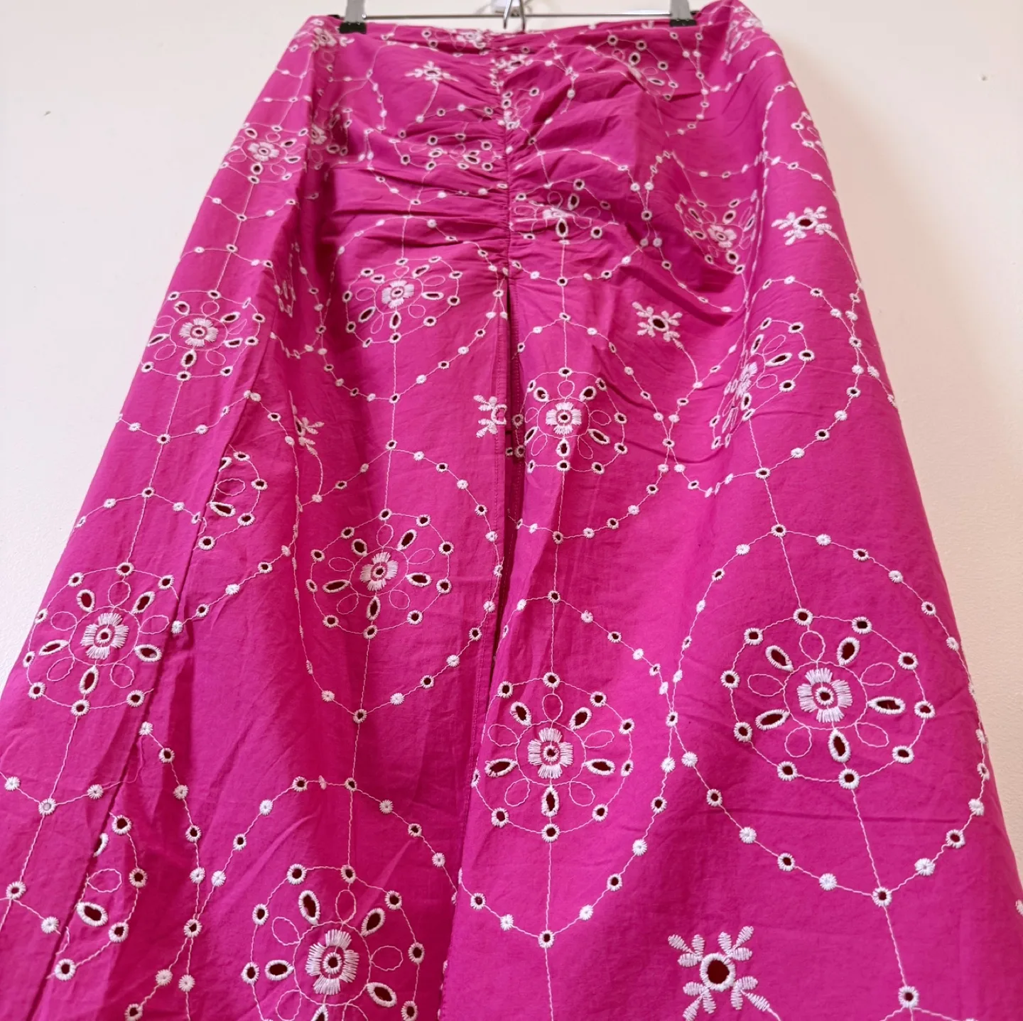 Vintage Pink Embroidered Cotton Maxi Skirt image indicator(7)