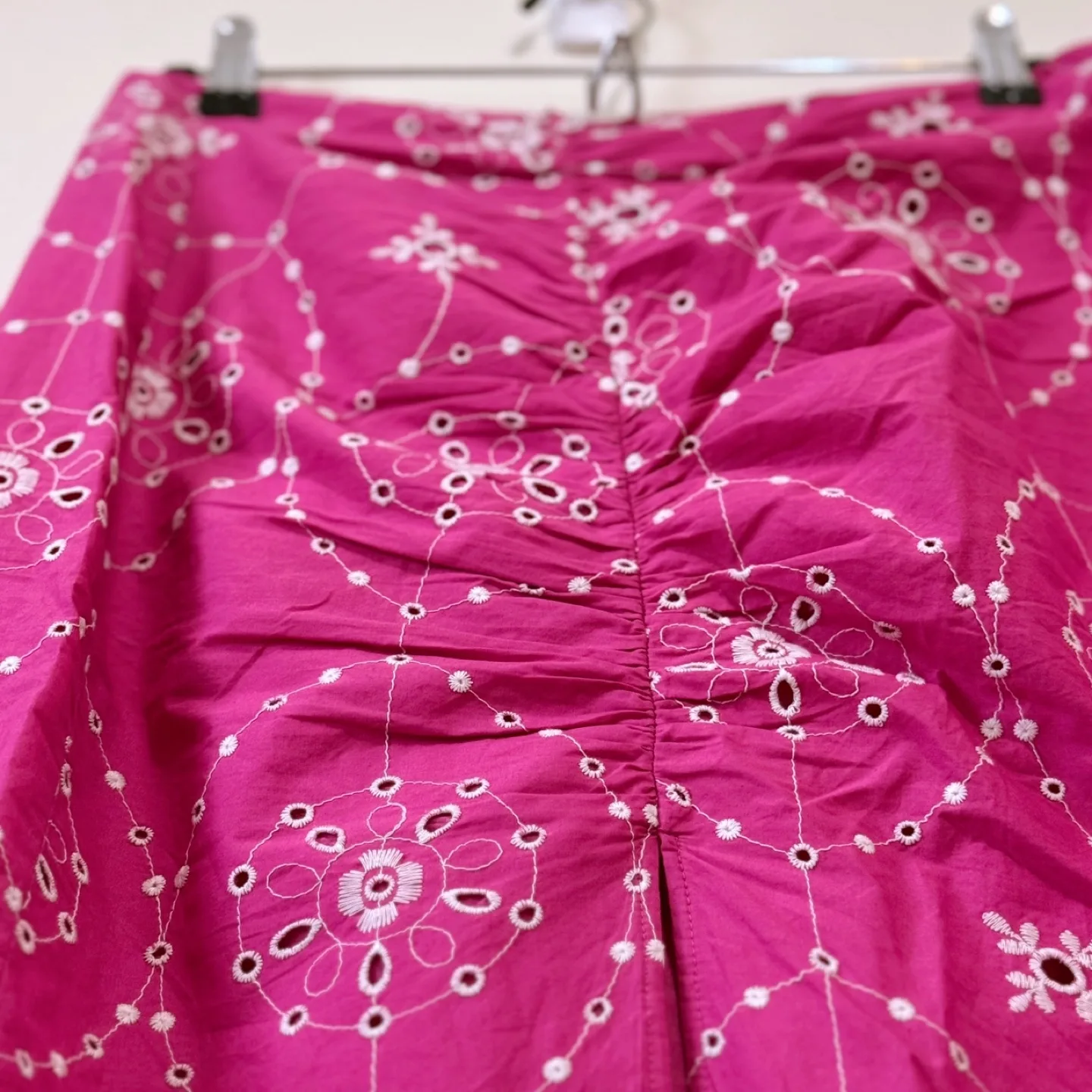 Vintage Pink Embroidered Cotton Maxi Skirt image indicator(8)