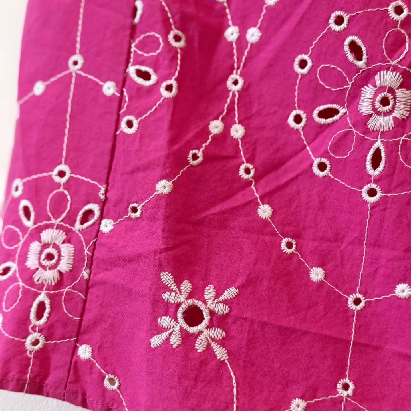 Vintage Pink Embroidered Cotton Maxi Skirt image indicator(9)