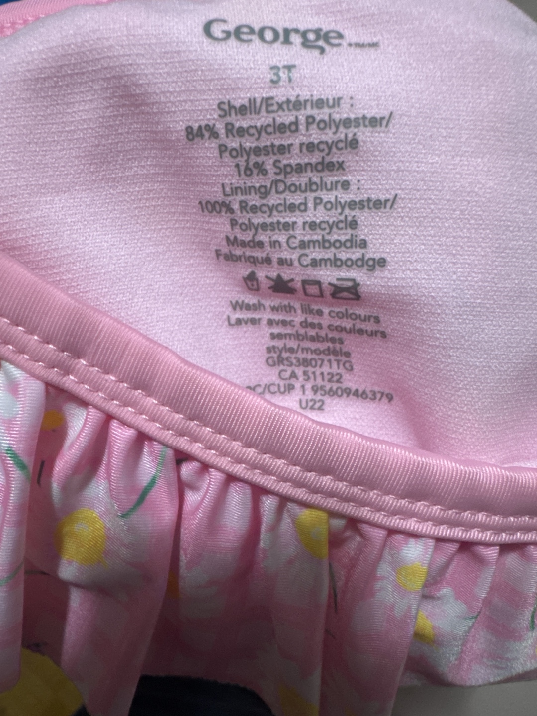 George Girls' Pink Butterfly Two-Piece Swimsuit - Size 3T - photo 2