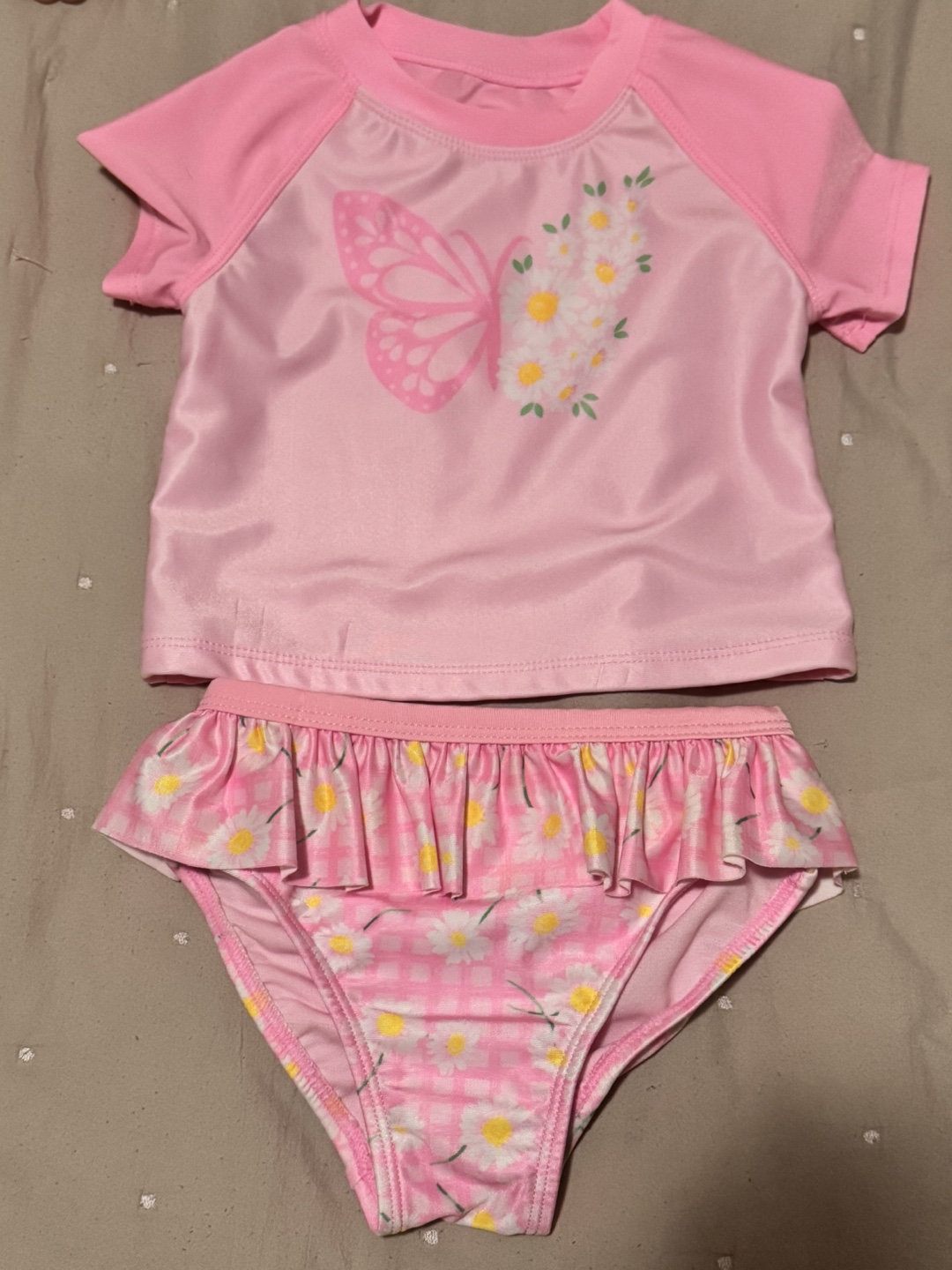George Girls' Pink Butterfly Two-Piece Swimsuit - Size 3T