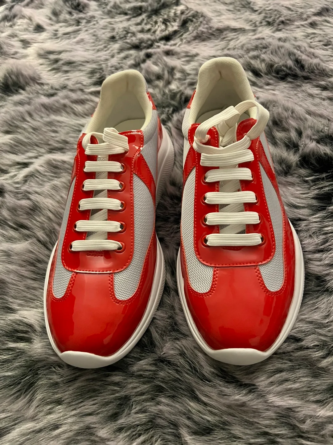 Prada American Cup Red and Grey Sneakers. Size 44 image indicator(5)