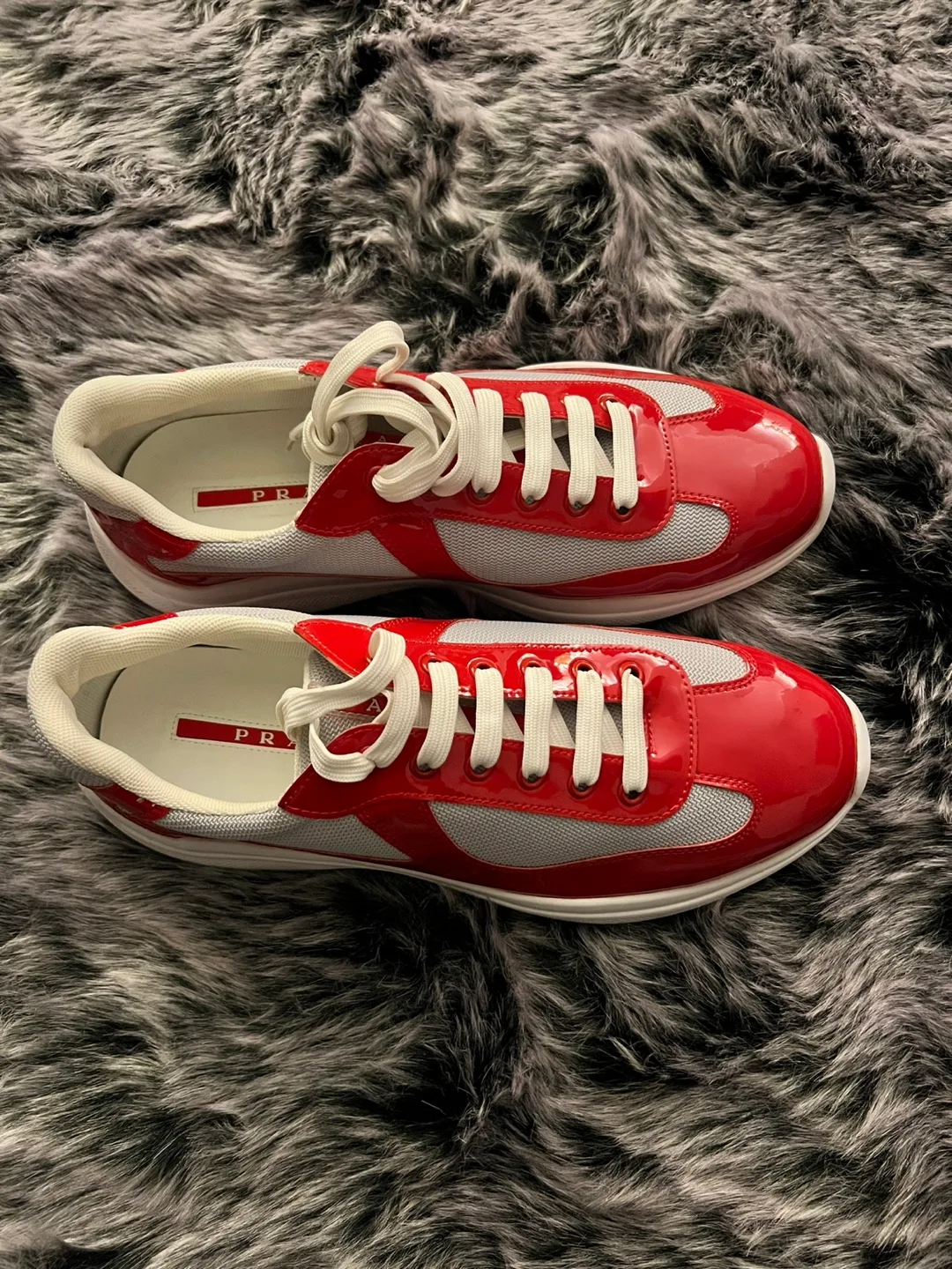 Prada American Cup Red and Grey Sneakers. Size 44 image indicator(6)