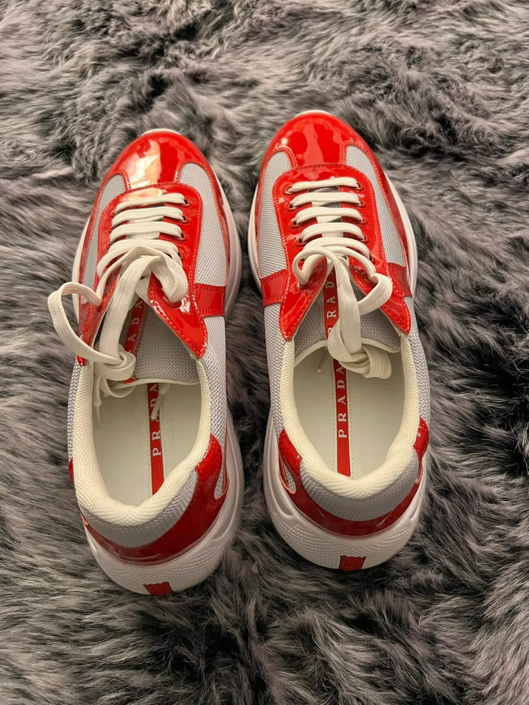 Prada American Cup Red and Grey Sneakers. Size 44 image indicator(4)