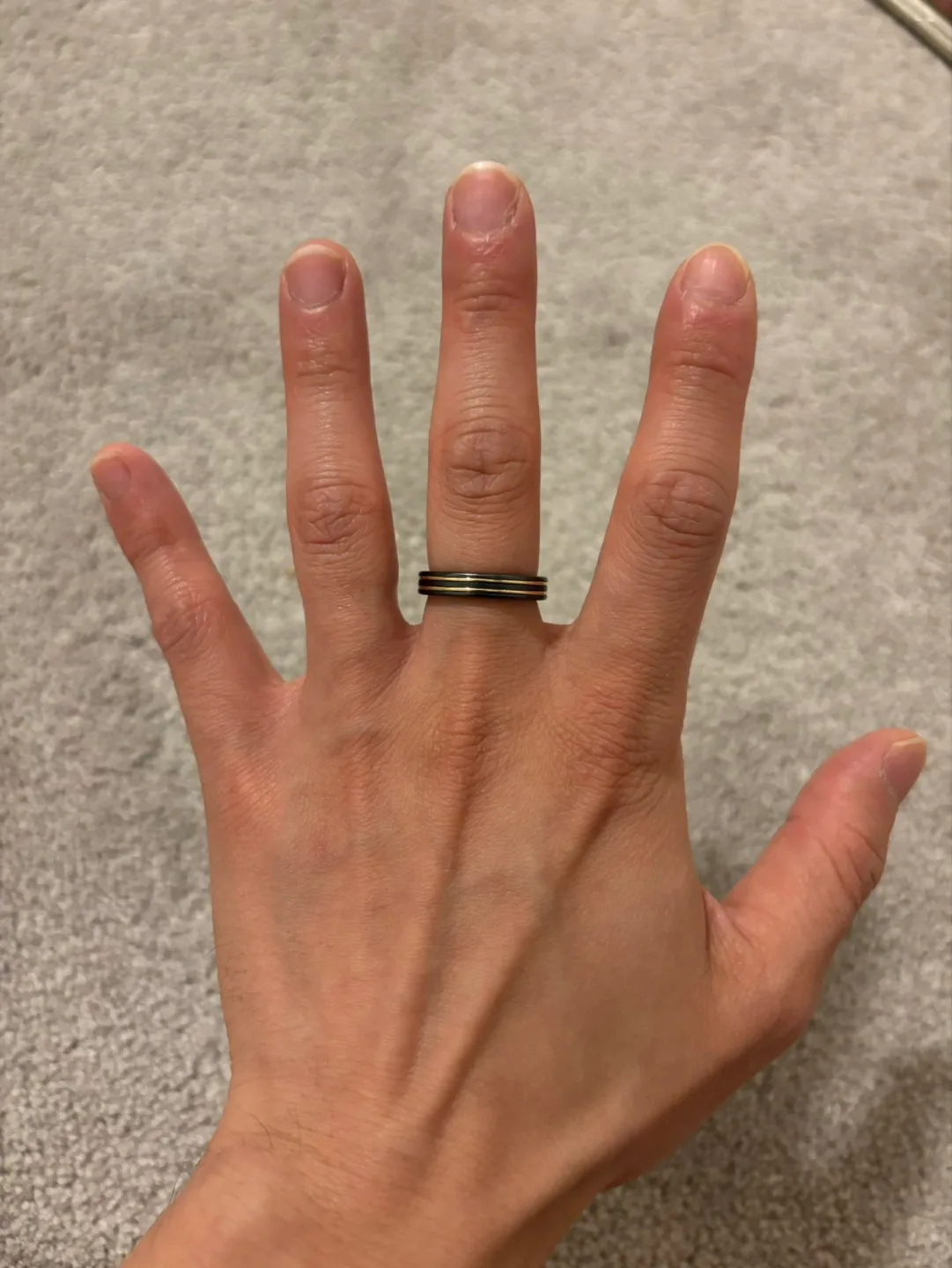 Michael Hill Black Titanium & 10k Yellow Gold Ring Size 9 image indicator(2)