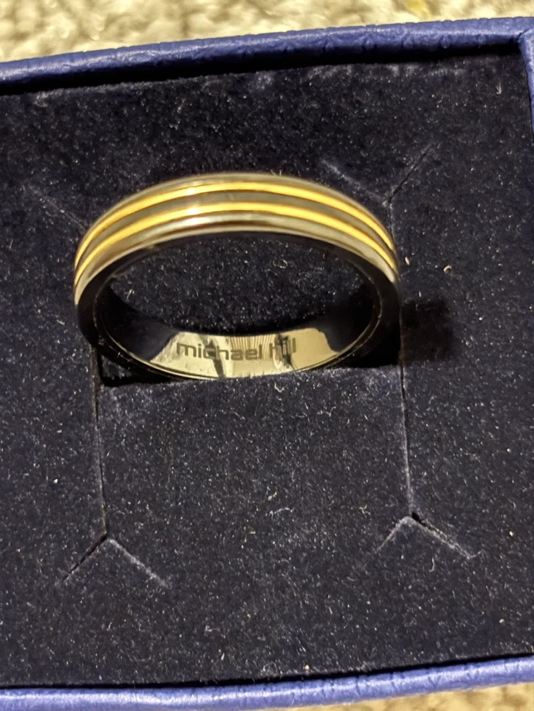 Michael Hill Black Titanium & 10k Yellow Gold Ring Size 9 image indicator(5)