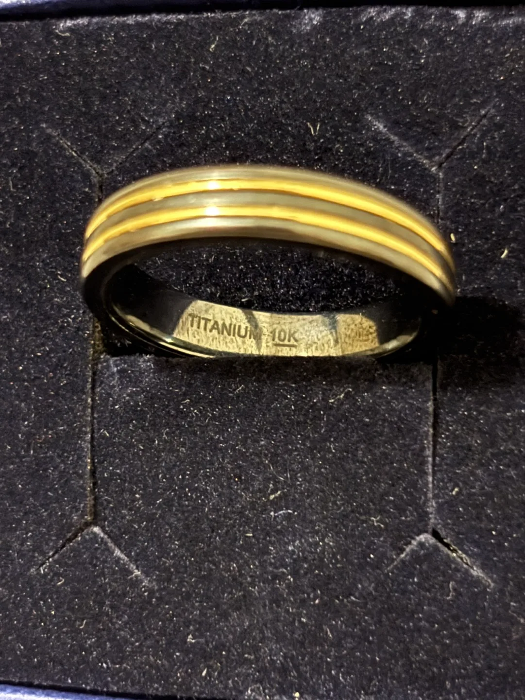 Michael Hill Black Titanium & 10k Yellow Gold Ring Size 9 image indicator(4)