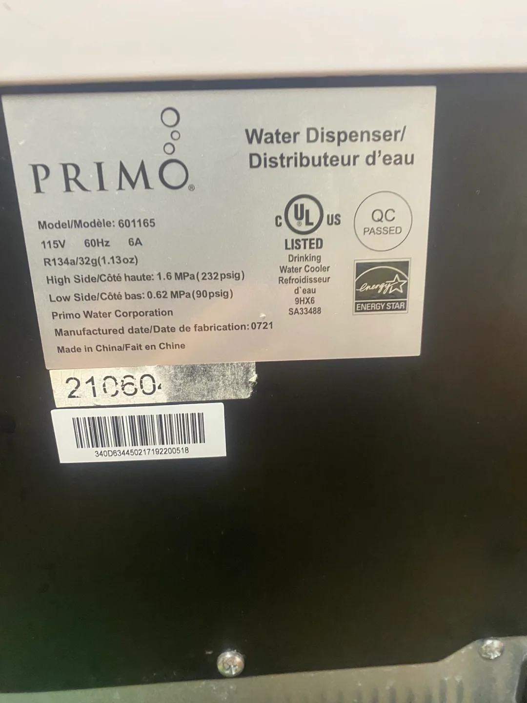 Primo Water Dispenser - Model 601165 image indicator(4)