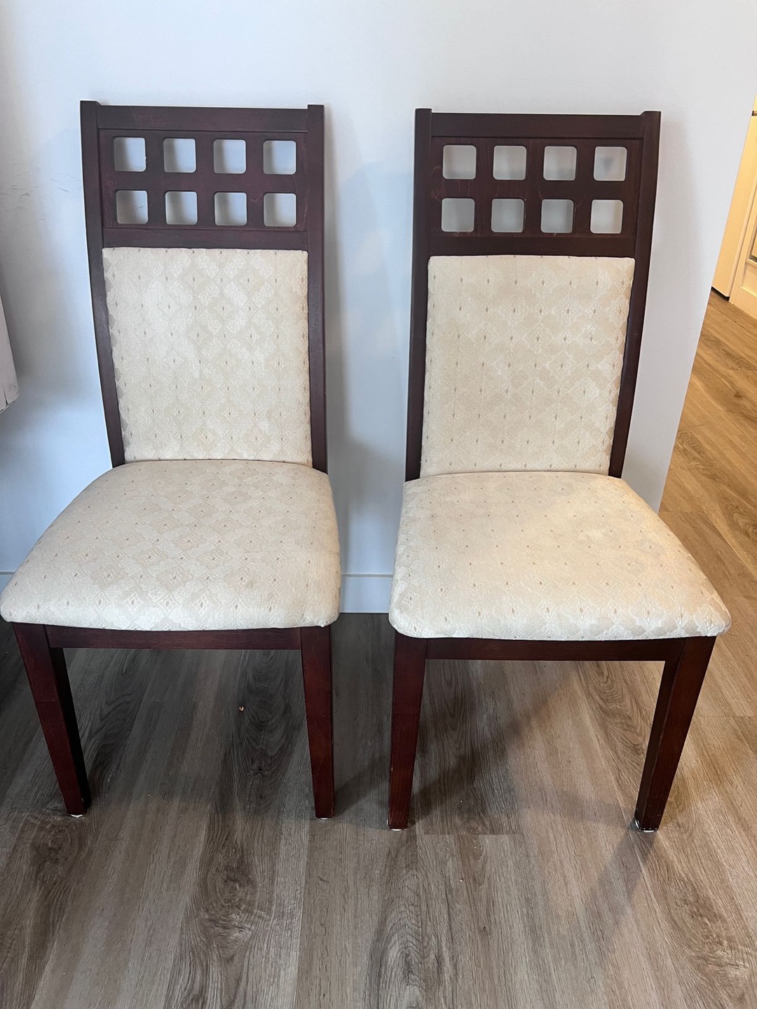Dining chairs, coffee table, and loveseat