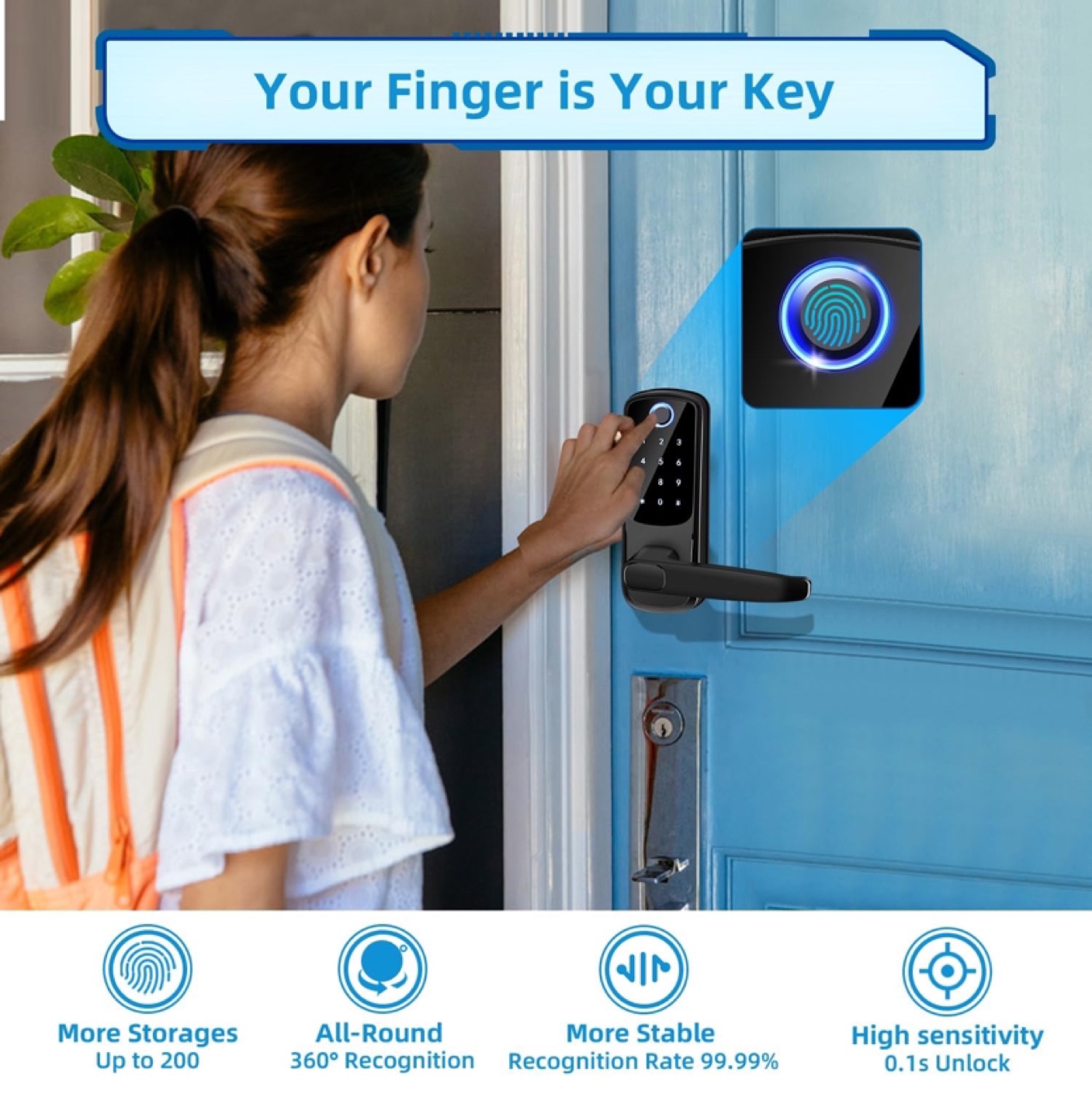 Smart Keyless Entry Door Lock with Fingerprint, App, and Keypad - photo 3