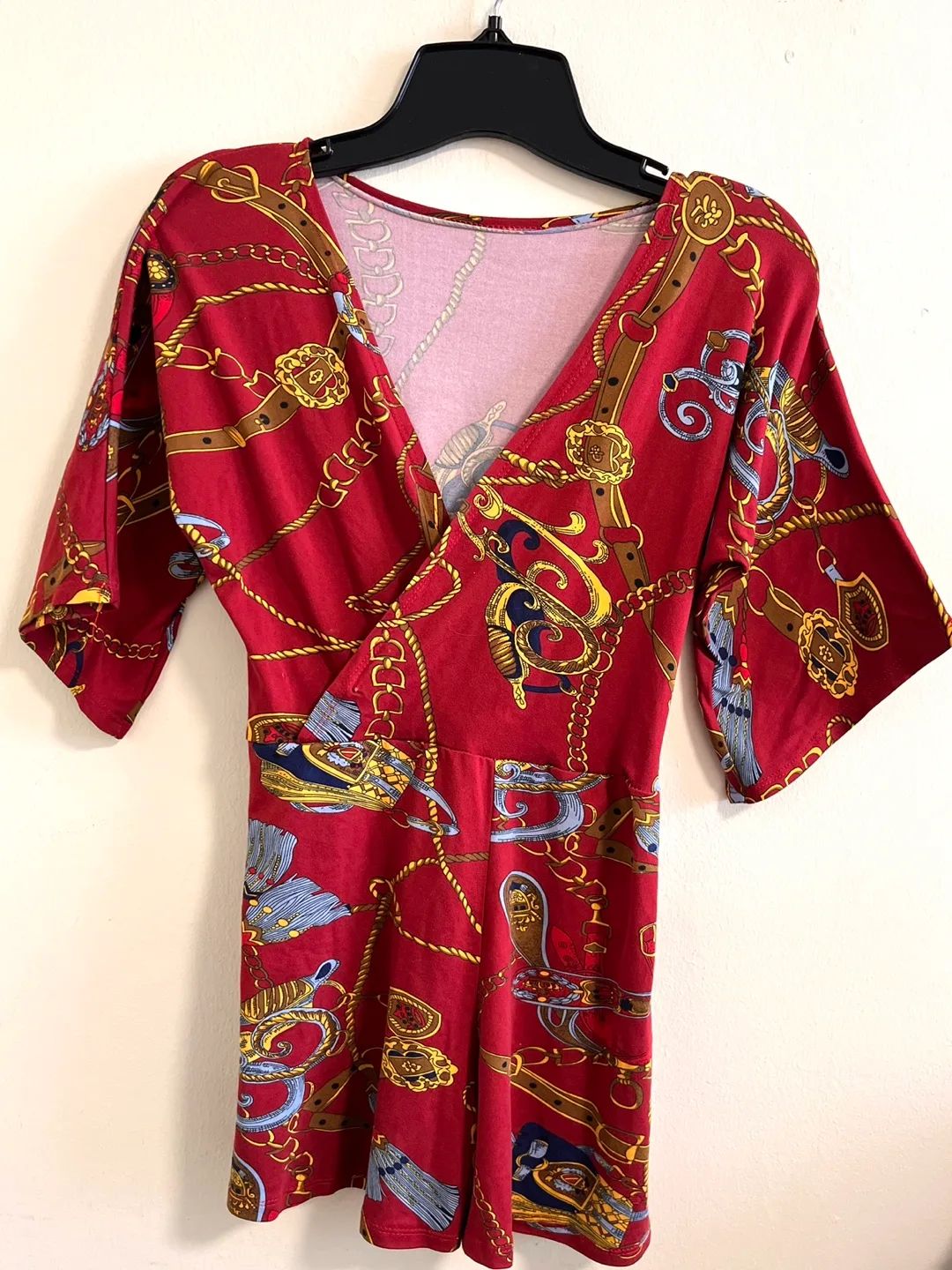 Red Chain Print Romper thumbnail