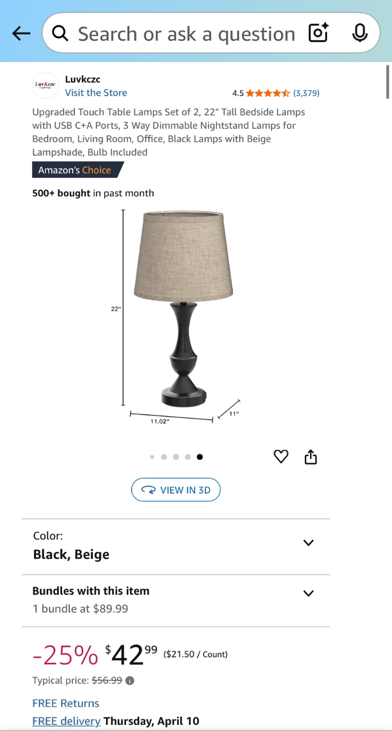 Luxkczc 22" Tall Lamps , Set of 2 - New - photo 4