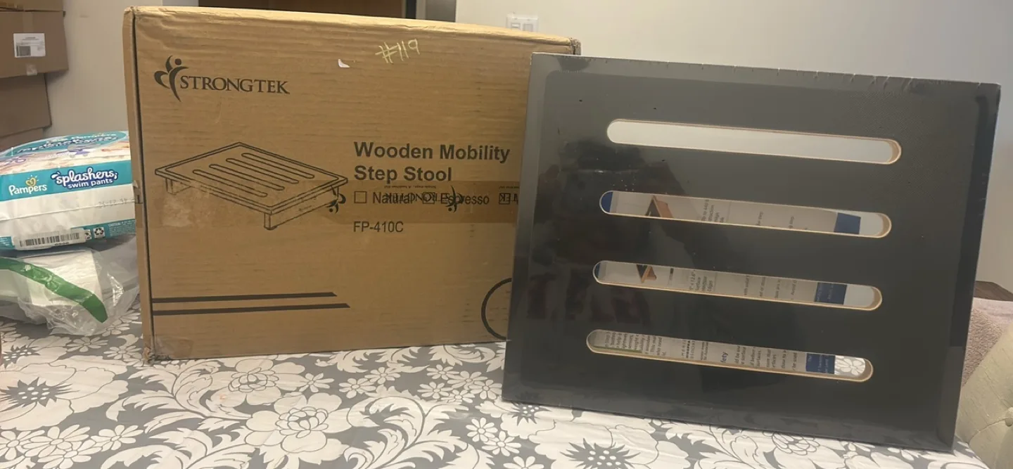 New Strongtek Wooden Mobility Step Stool - Espresso thumbnail