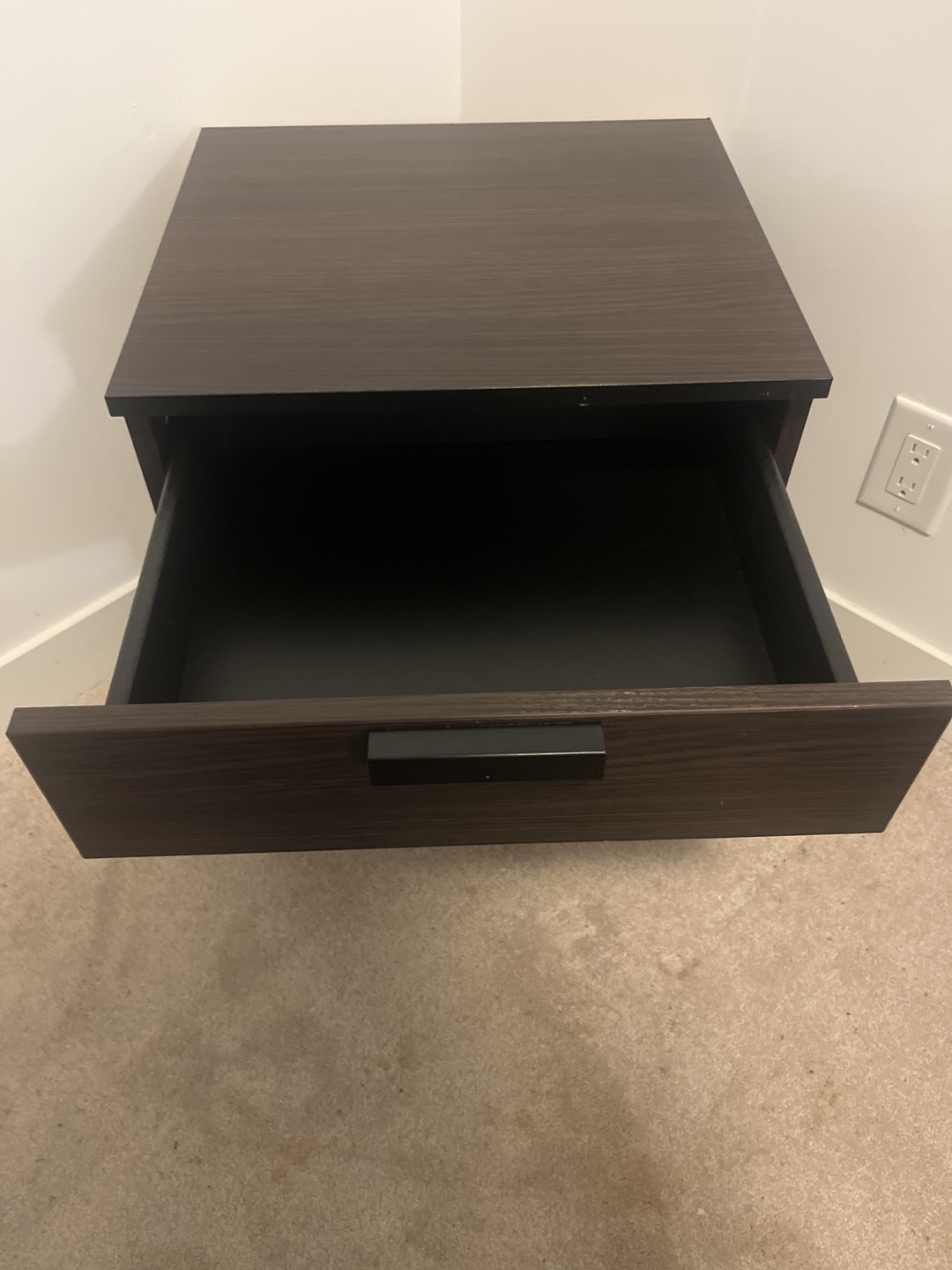 Pair of Dark Brown Nightstands with Black Metal Frame - photo 2
