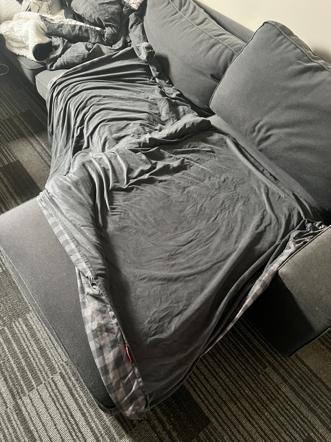Endy Grey and White Plaid Weighted Blanket - photo 3