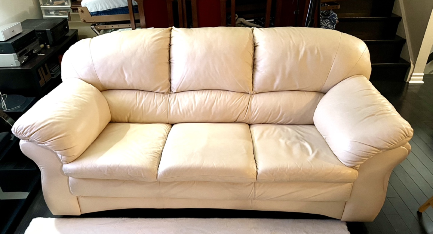 Cream Leather Sofa and Chair