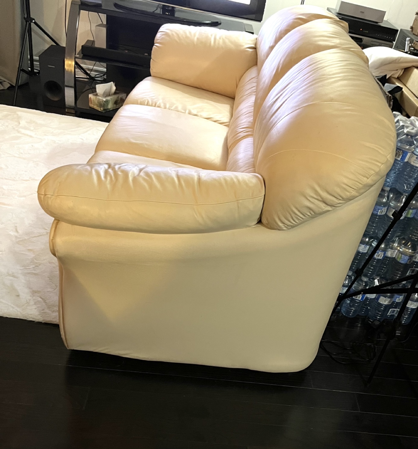 Cream Leather Sofa and Chair - photo 3