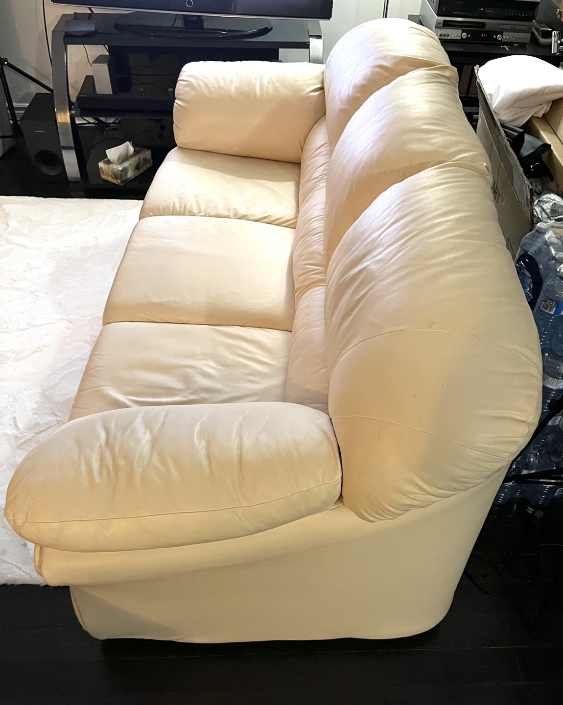 Cream Leather Sofa and Chair - photo 2