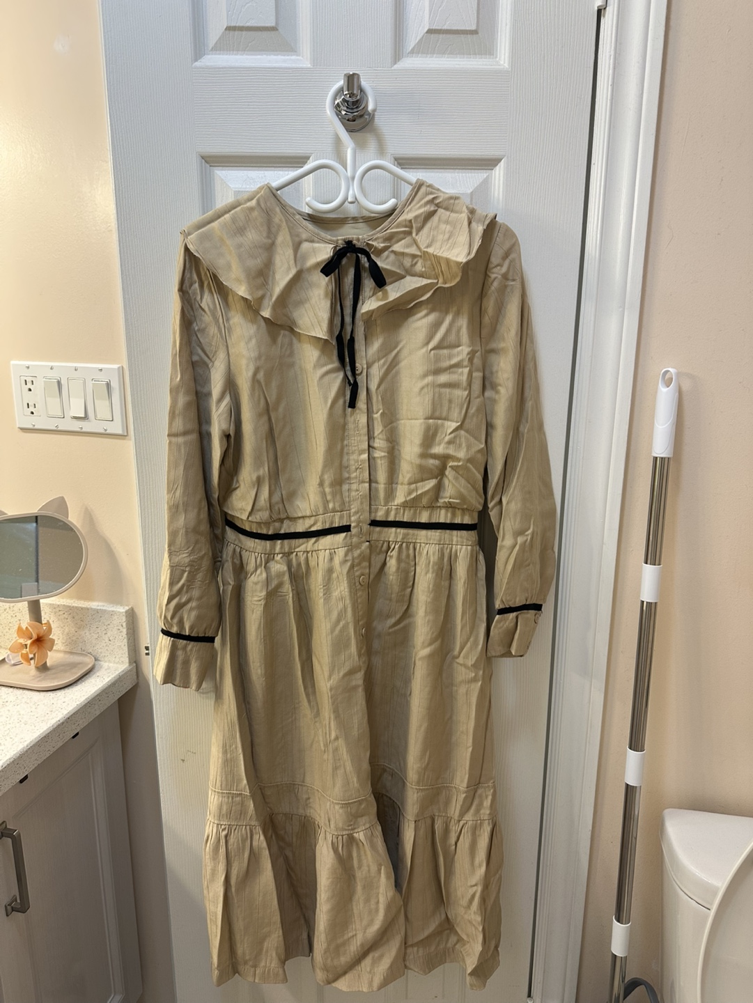 Noni Beige Long Sleeve Dress